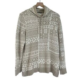 Woolrich Women’s Nordic Fair Isle Cowl‎ Neck Sweater Beige White Size Large